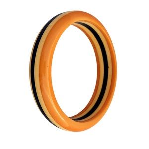 Vintage Layered Striped Bakelite Bangle Bracelet